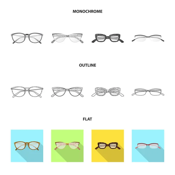 Vector illustration of glasses and frame logo. Set of glasses and accessory stock vector illustration. — Stock Vector