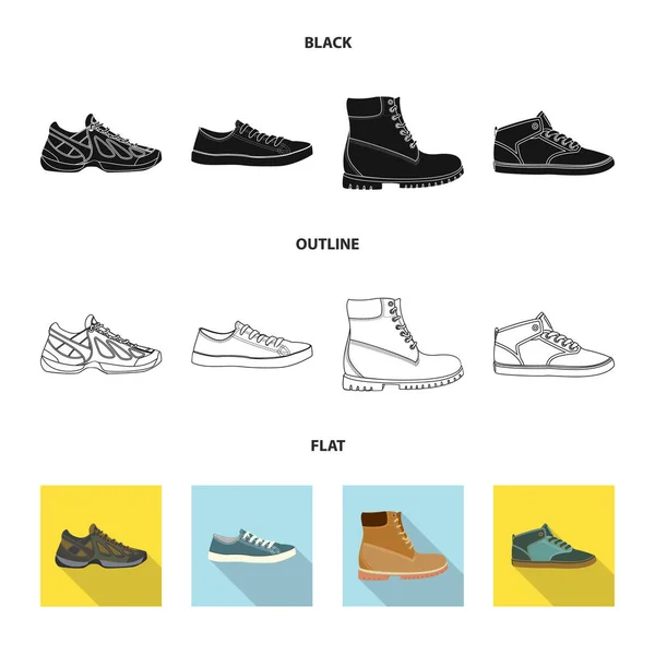 Illustration vectorielle du symbole chaussure et chaussures. Collection de chaussures et icône vectorielle pied pour stock . — Image vectorielle