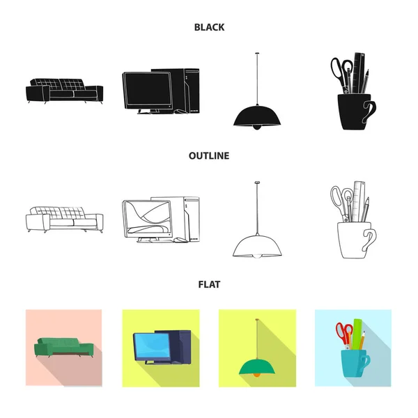 Projekt Wektor Symbol Meble Pracy Zestaw Mebli Domu Stockowa Ilustracja — Wektor stockowy