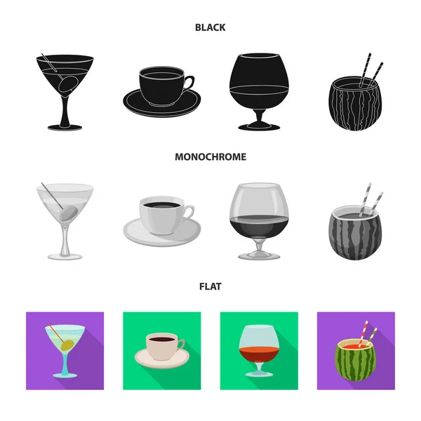 Ilustração vetorial de bebida e sinal de bar. Conjunto de bebida e símbolo de estoque de festa para web . — Vetor de Stock