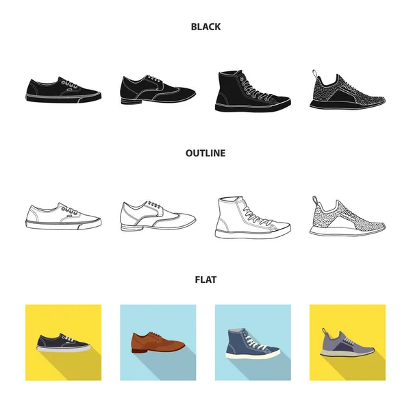 Elkülönített objektum cipő és lábbeli logó. A cipő- és tőzsdei szimbólum a web gyűjteménye. — Stock Vector