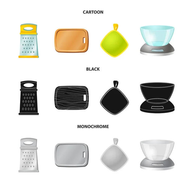 Vektorillustration av kök och koka logotyp. Uppsättning av kök och apparaten vektor ikonen för lager. — Stock vektor