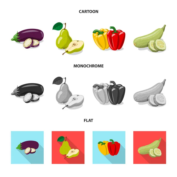 Ilustración vectorial de signo vegetal y frutal. Conjunto de ilustración de vectores vegetales y vegetarianos . — Archivo Imágenes Vectoriales
