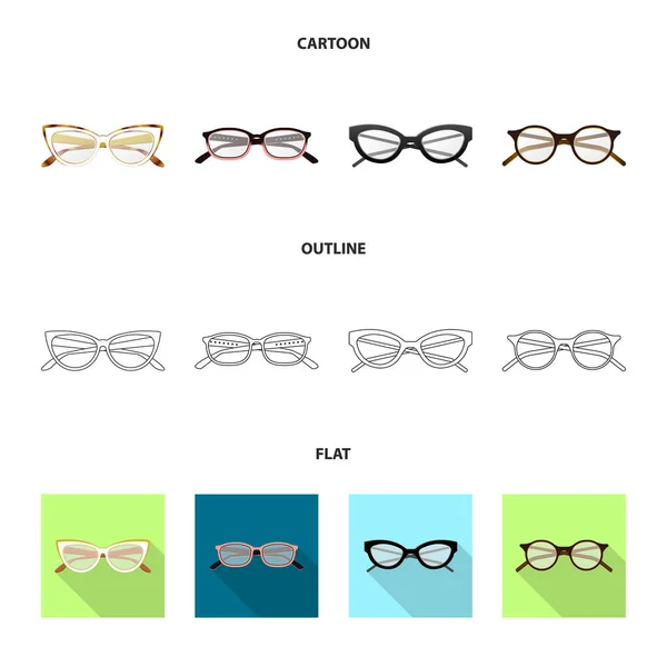眼镜和框架标志的矢量插图。一套眼镜和附件矢量图标股票. — 图库矢量图片