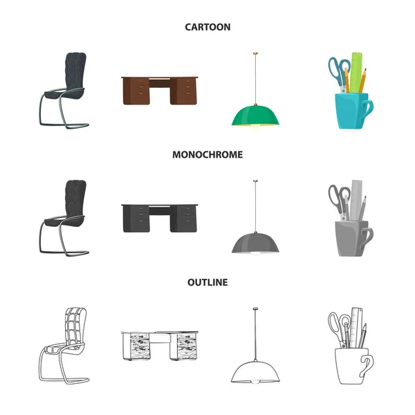 Izolovaný objekt nábytku a práce symbolu. Kolekce nábytku a burzovní symbol pro web. — Stockový vektor