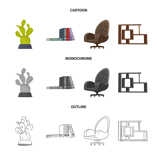 Diseño vectorial de muebles y letrero de trabajo. Colección de muebles y el hogar vector de la ilustración . — Vector de stock