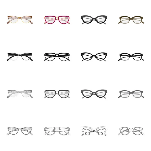 Conception vectorielle de lunettes et symbole de monture. Jeu de lunettes et accessoire illustration vectorielle de stock . — Image vectorielle