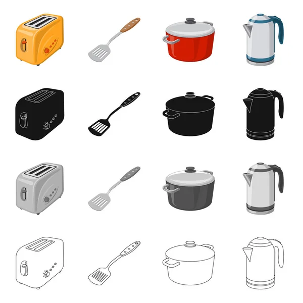 Isolerade objekt i köket och koka tecken. Samling av kök och apparaten vektor ikonen för lager. — Stock vektor
