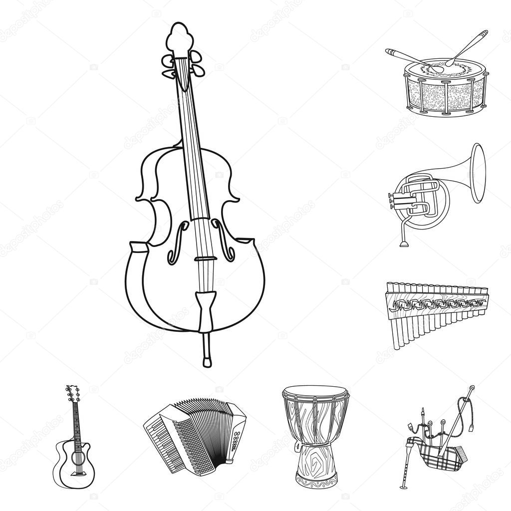 Vector illustration of music and tune symbol. Set of music and tool vector icon for stock.