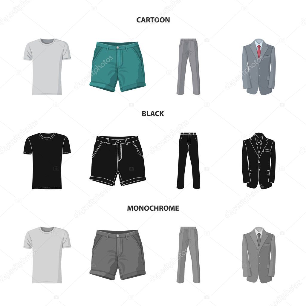 Isolated object of man and clothing symbol. Set of man and wear stock vector illustration.