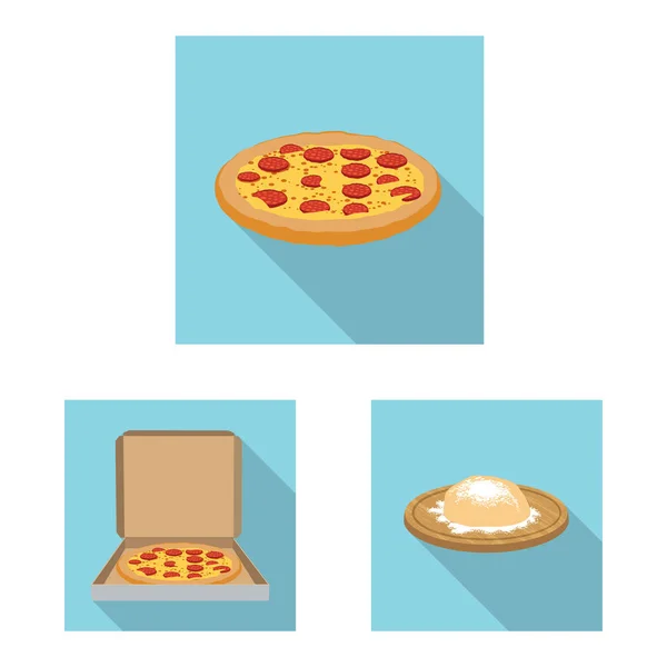 Objeto aislado de pizza y logotipo de comida. Colección de pizza y italia símbolo de stock para la web . — Vector de stock