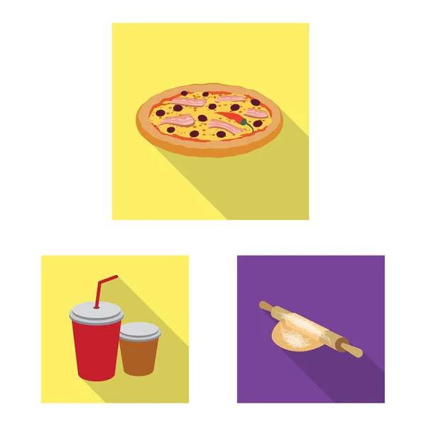 Pizza ve gıda simge vektör tasarımı. Web için pizza ve İtalya hisse senedi simgesi kümesi. — Stok Vektör