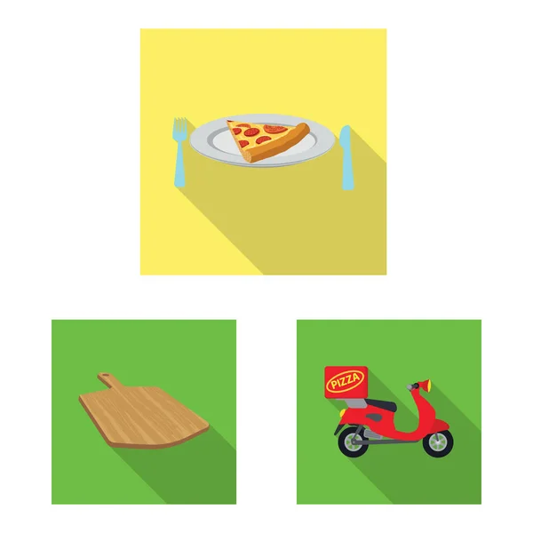 Ilustración vectorial de pizza y letrero de comida. Conjunto de pizza y italia stock vector ilustración . — Vector de stock