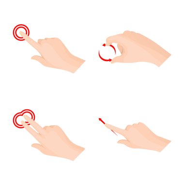 Dokunmatik ve el simge vektör Illustration. Dokunmatik ekran ayarla ve stok vektör çizim değmek.