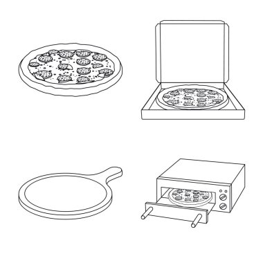 Pizza ve gıda işareti vektör tasarımı. Pizza kümesi ve hisse senedi için İtalya vektör simgesi.