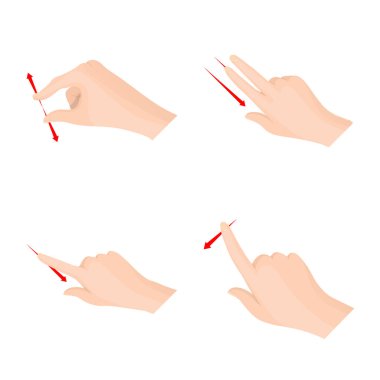 Dokunmatik ve el simge vektör Illustration. Dokunmatik ekran ve dokunmatik hisse senedi vektör çizim topluluğu.