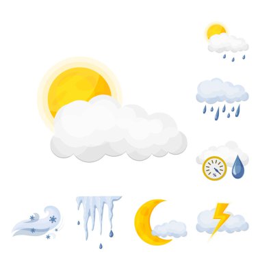 Hava ve İklim simge vektör Illustration. Hisse senedi için hava ve bulut vektör simge kümesi.