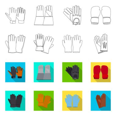Bir eldiven ve kış işaret illüstrasyon vektör. Web için eldiven ve ekipman hisse senedi simgesi kümesi.
