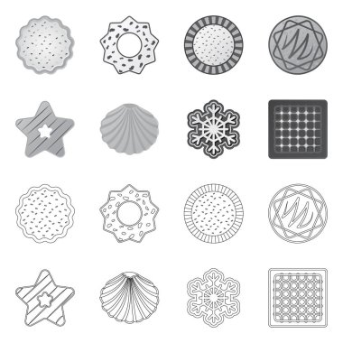 Bisküvi ve kek logo vektör Illustration. Hisse senedi için bisküvi ve çikolata vektör simge kümesi.