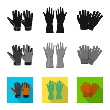 Bir eldiven ve kış işaret illüstrasyon vektör. Eldiven ve ekipman hisse senedi vektör çizim topluluğu.