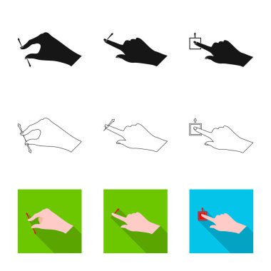 Dokunmatik ve el logo vektör tasarımı. Hisse senedi için dokunmatik ekran ve dokunmatik vektör simge topluluğu.