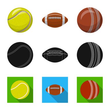 Spor ve topu simge vektör Illustration. Spor ve hisse senedi için atletik vektör simge kümesi.
