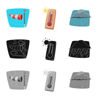 Hava ve iklim işareti yalıtılmış nesne. Hava ve bulut hisse senedi simgesi için web topluluğu.