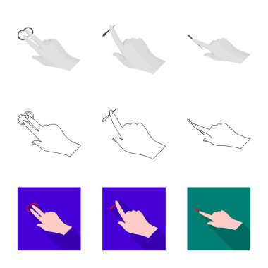 Dokunmatik ve el simge vektör tasarımı. Dokunmatik ekran ayarla ve stok için vektör simgeye dokunun.