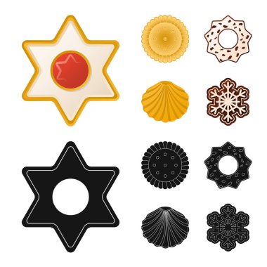 Bisküvi ve kek sembolü yalıtılmış nesne. Bisküvi ve çikolata hisse senedi simgesi web için kümesi.