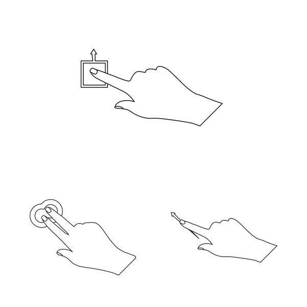 Izolovaný objekt touchscreen a rukou loga. Sbírka dotykový displej a touch vektorové ikony pro stock. — Stockový vektor