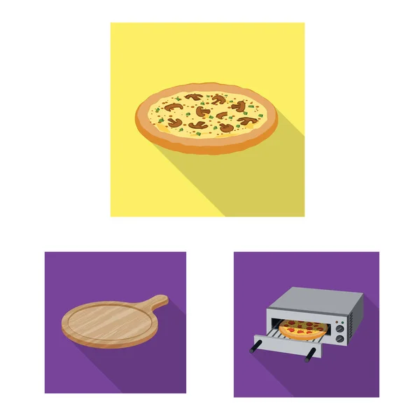 Oggetto isolato di pizza e icona alimentare. Collezione di pizza e stock symbol italia per il web . — Vettoriale Stock