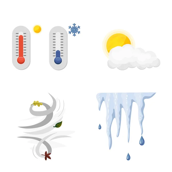 Ilustración vectorial de clima y clima. Conjunto de símbolos de tiempo y stock de nubes para web . — Vector de stock