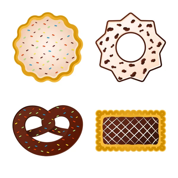 Изолированный объект из печенья и иконки выпечки. Коллекция печенья и шоколада символ запасов для паутины . — стоковый вектор