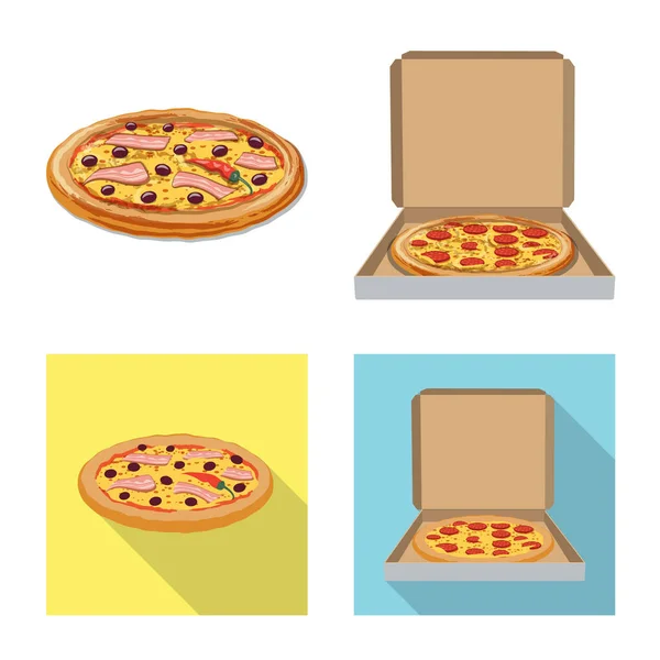 Ilustração vetorial de pizza e sinal de comida. Coleção de pizza e ícones vetoriais itálicos para estoque . — Vetor de Stock