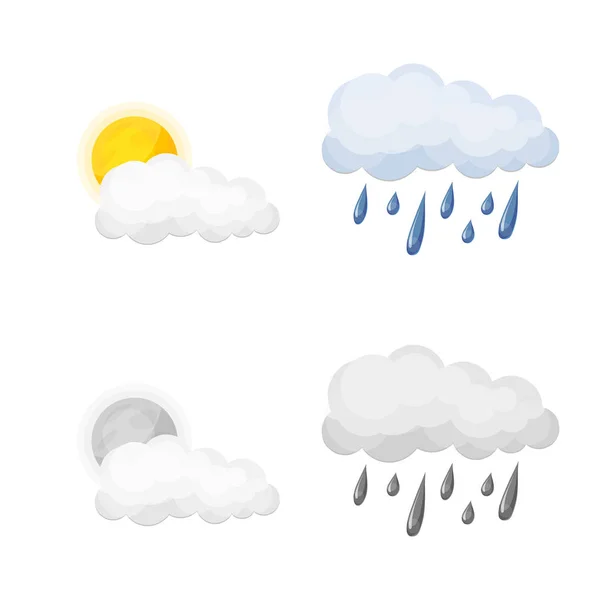 Objet isolé du logo météo et climatique. Ensemble de symboles météorologiques et de stock de nuages pour le web . — Image vectorielle