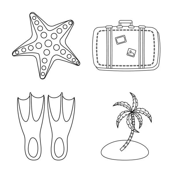 Ilustração vetorial de equipamentos e ícone de natação. Coleta de equipamentos e ícone do vetor de atividade para estoque . —  Vetores de Stock