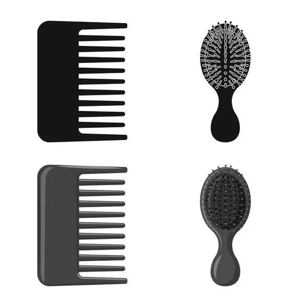 Objeto isolado de escova e ícone de cabelo. Coleção de escova e escova de cabelo estoque ilustração vetorial . — Vetor de Stock