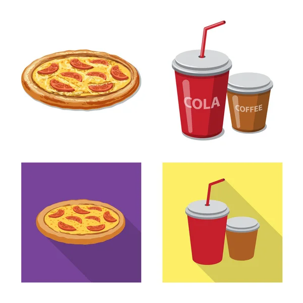 Ilustração vetorial de pizza e símbolo de comida. Conjunto de pizza e itália símbolo de estoque para web . —  Vetores de Stock