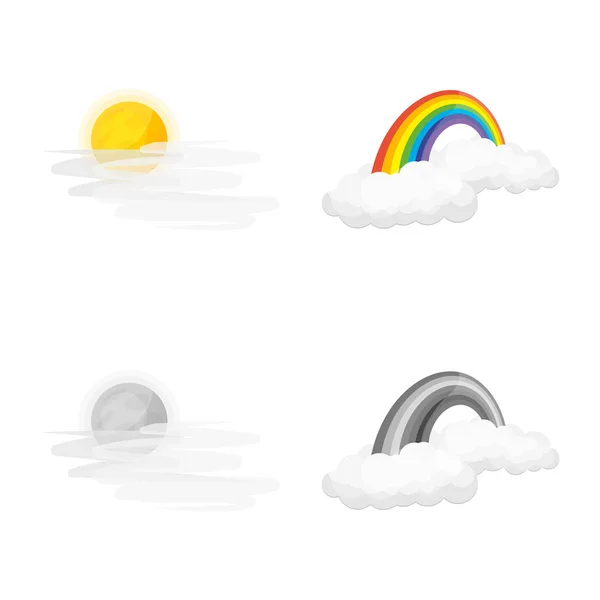 Oggetto isolato di tempo e icona del clima. Raccolta dell'illustrazione vettoriale del meteo e del cloud stock . — Vettoriale Stock