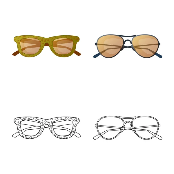 Objeto aislado de gafas y logotipo de gafas de sol. Colección de gafas y símbolo de stock accesorio para web . — Archivo Imágenes Vectoriales