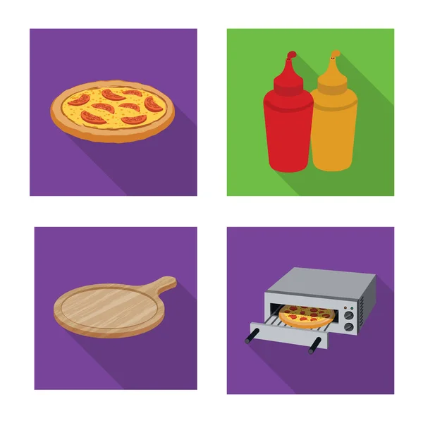 Projeto vetorial de pizza e sinal de comida. Conjunto de pizza e ícones vetoriais itálicos para estoque . —  Vetores de Stock