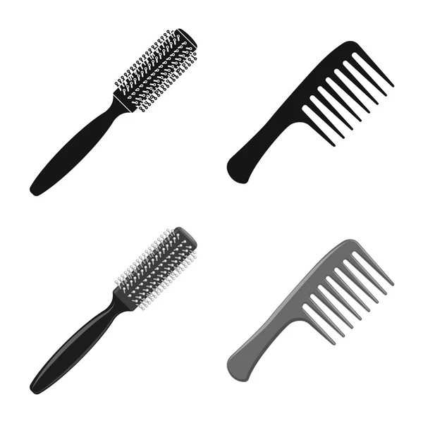 Fırça ve saç işareti vektör tasarımı. Fırça ve saç fırçası hisse senedi vektör çizim seti. — Stok Vektör