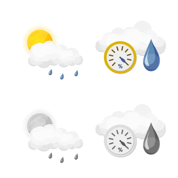 Oggetto isolato di clima e clima logo. Set di meteo e cloud stock simbolo per il web . — Vettoriale Stock