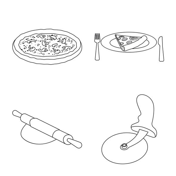 Vector ontwerp van en de pizza eten pictogram. Set van pizza en Italië aandelensymbool voor web. — Stockvector