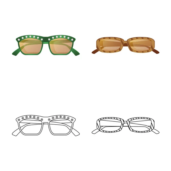 Vektorová design brýle a sluneční brýle značky. Sada brýle a příslušenství skladem vektorové ilustrace. — Stockový vektor