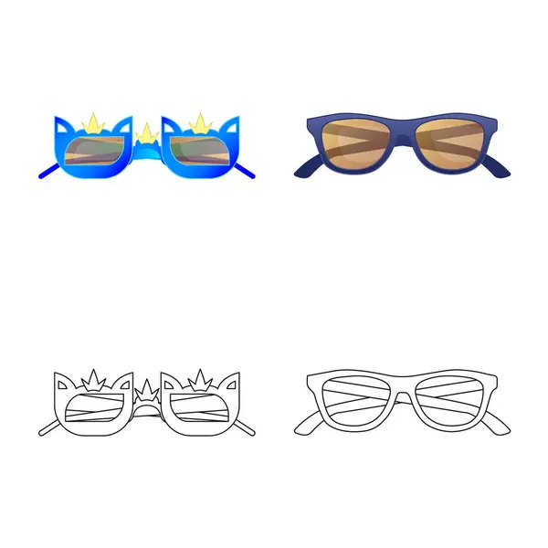 Izolovaný objekt brýle a sluneční brýle značky. Sada brýle a příslušenství burzovní symbol pro web. — Stockový vektor