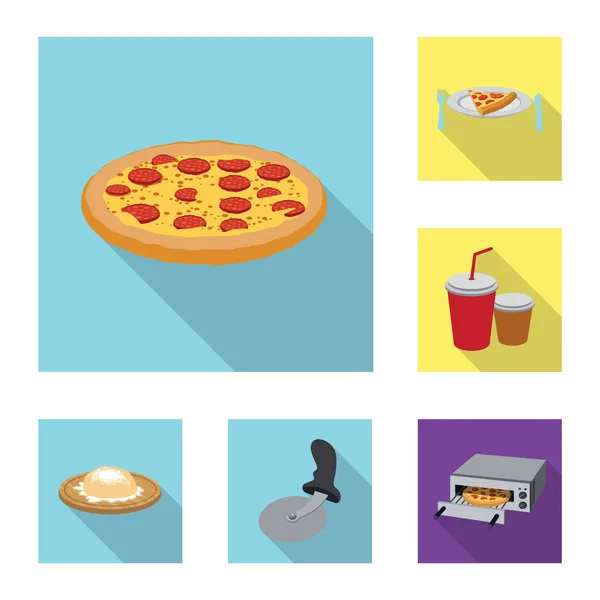 Ilustração vetorial de pizza e ícone de comida. Coleção de pizza e ícones vetoriais itálicos para estoque . — Vetor de Stock