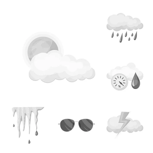 Vektorová design ikony počasí a klimatu. Sada počasí a cloud burzovní symbol pro web. — Stockový vektor