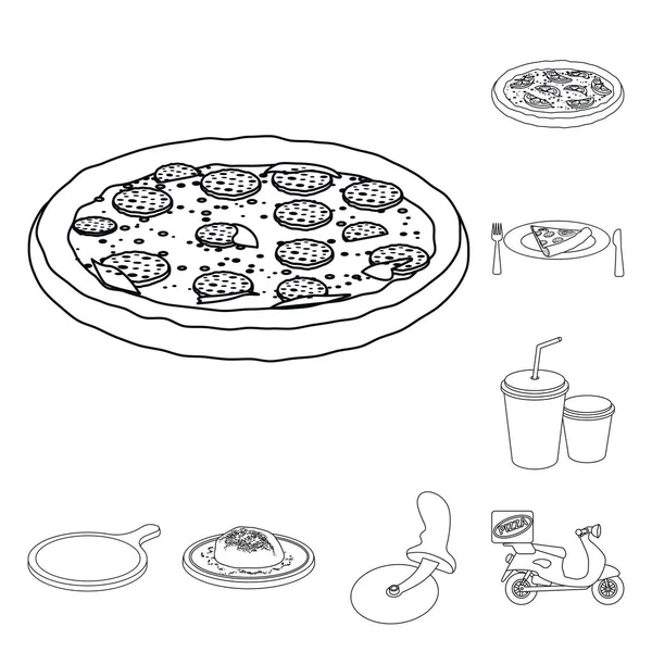 Projeto vetorial de pizza e símbolo de comida. Conjunto de pizza e itália símbolo de estoque para web . — Vetor de Stock