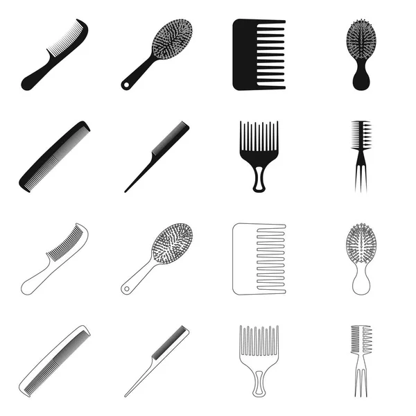 Ilustración vectorial del pincel y el símbolo del cabello. Colección de cepillo y cepillo de pelo vector de ilustración . — Vector de stock